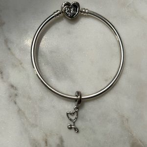 Silver Pandora Clasp Bracelet with Stethoscope Charm